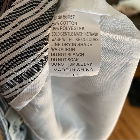 Ava. Vertical Striped Tie Belt Paper Bag Shorts High Waist Grey White Medium - Picture 5 of 7